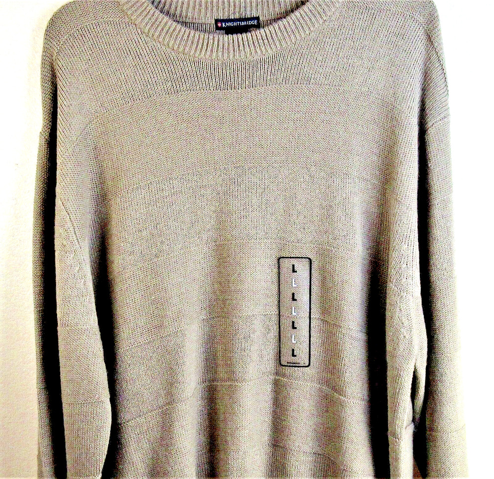 New Knightsbridge Crewneck Sweater Size Large Pullover Acrylic Brown NWT